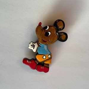 Vintage Wooden Mickey Mouse Brooch